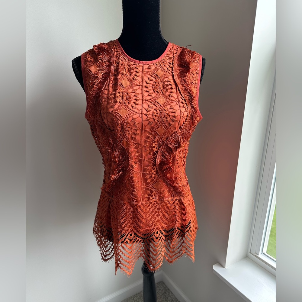 Women’s Mod X Rust Lace Fringe Tank